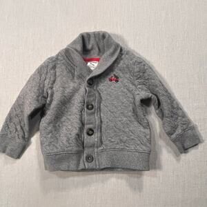 Carters 9M Baby Grey Shawl Collar Cardigan Red Car Embroidery Cozy Christmas Boy